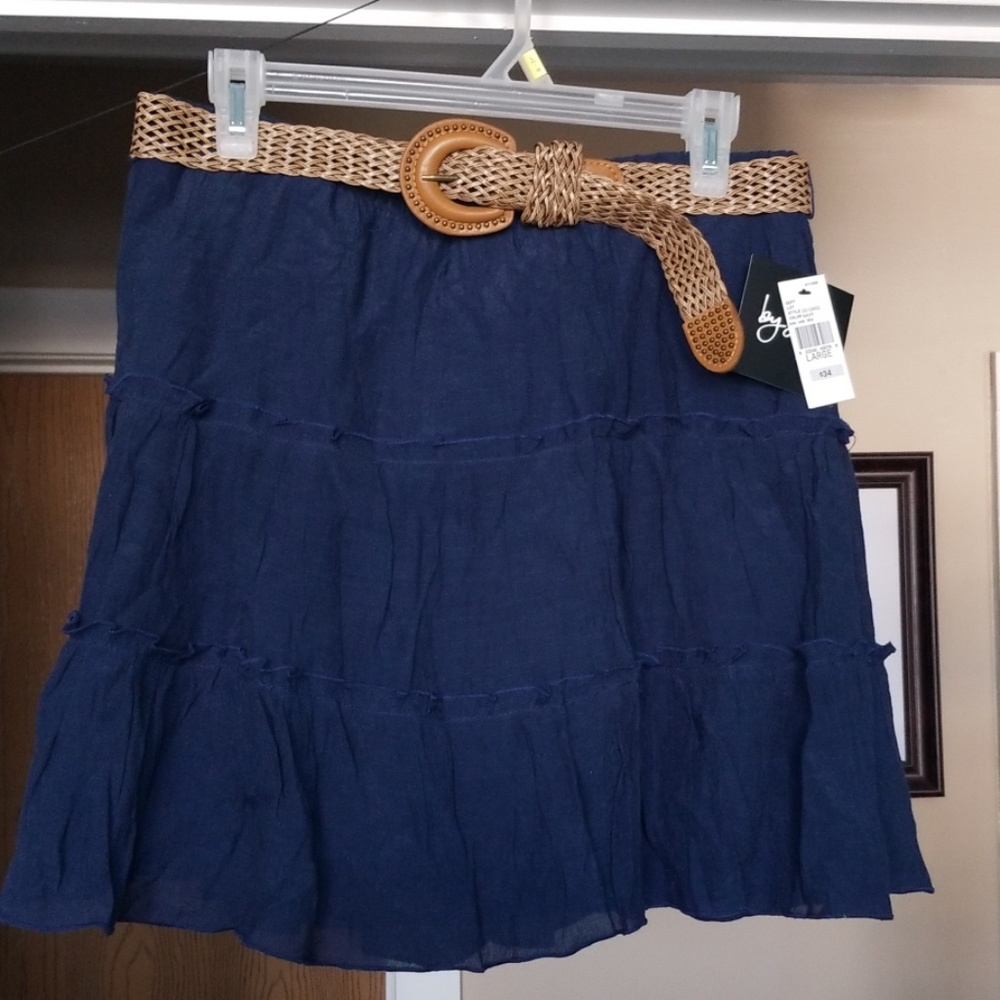 NWT by & by Navy belted Skirt